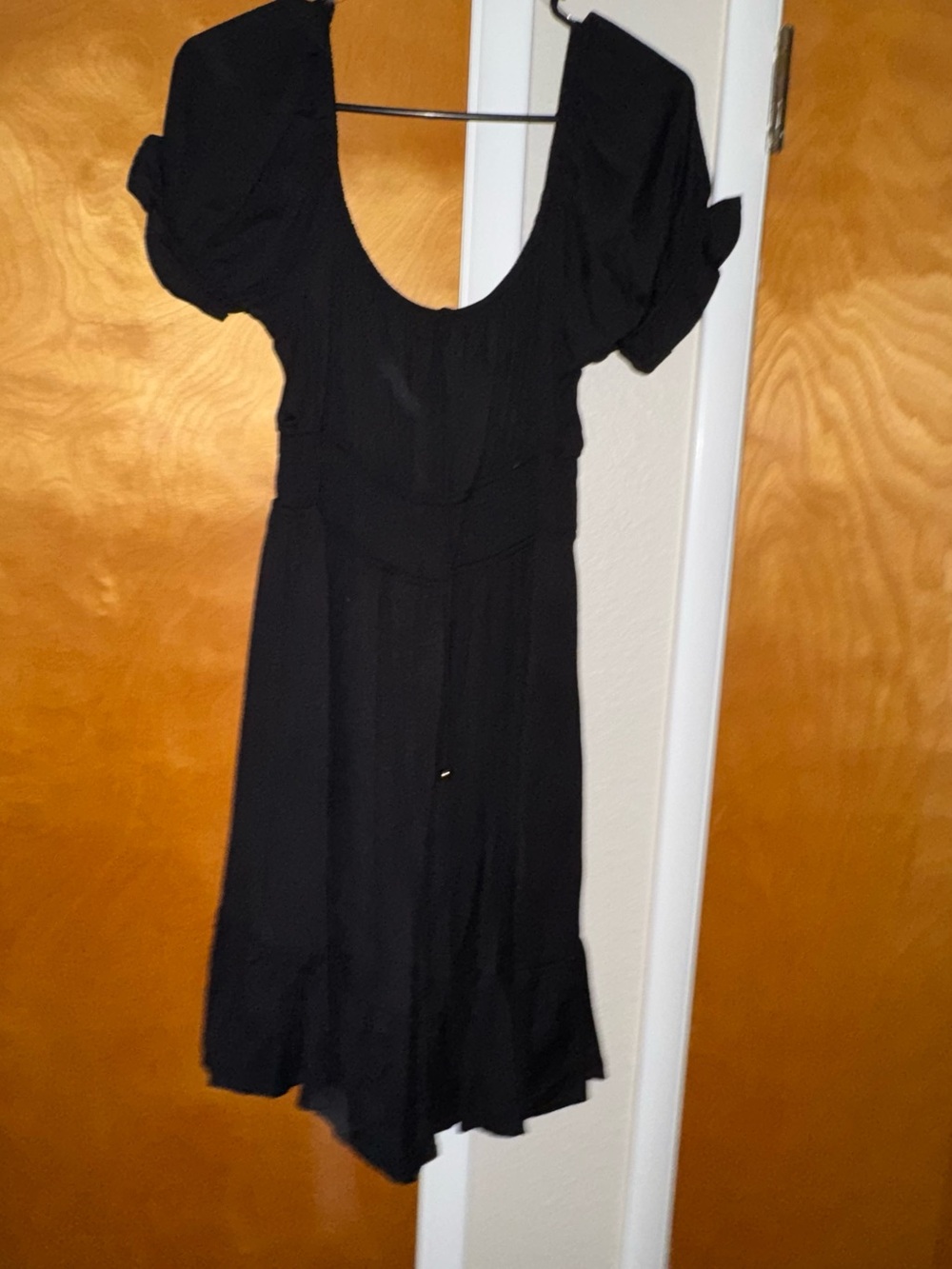 Ci Sono Black Scoop Neck Mini Dress with Flutter Sleeves